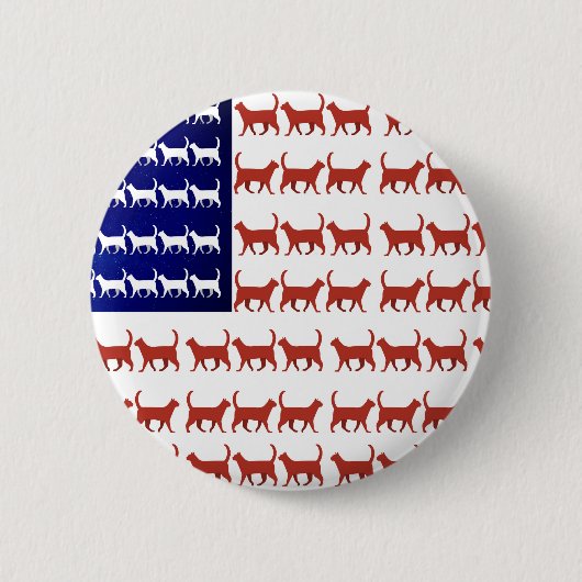 4 juli Kattenvlag Rood Wit Blauw USA Patriot Ronde Button 5,7 Cm (Voorkant)