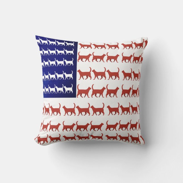 4 juli kattenvlag rood wit en blauw kussen (Voorkant)