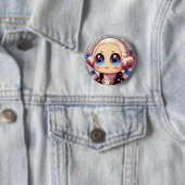 4 juli Kawaii George Washington Pin Ronde Button 5,7 Cm (In situ)