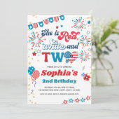 4 juli Kind Meisje 2e Verjaardagsfeestje Smile Fac Kaart (Staand voorkant)