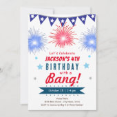 4 juli Kinder Zomervuurwerk Verjaardag Kaart (Voorkant)