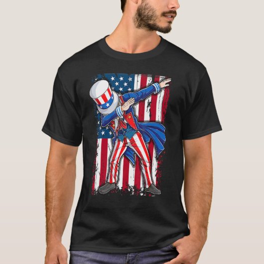 4 juli Kinderen Jongens Mannen Dabbing Oom Sam T-shirt (Voorkant)