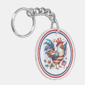 4 juli Kip Clipart-61531 Sleutelhanger (Voorkant Links)