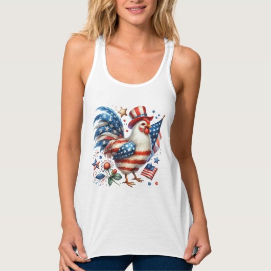4 juli Kip Clipart-61531 Tanktop (Voorkant)