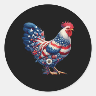 4 juli kip patriottische Amerikaanse vlag bloemrij Ronde Sticker