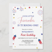 4 juli Kleine Firecracker 1e Verjaardag Kaart (Voorkant)