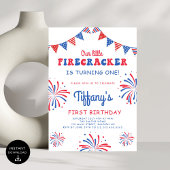 4 juli Kleine Firecracker Eerste Verjaardag Kaart