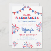 4 juli Kleine Firecracker Eerste Verjaardag Kaart (Voorkant)