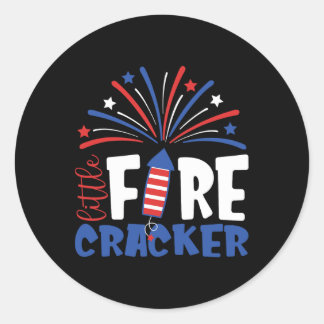 4 juli Kleine Firecracker Toddler Outfit Patr Ronde Sticker