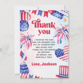 4 juli Kleine Firecracker Verjaardag Bedankkaart (Voorkant)