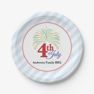 4 juli Kleurrijk vuurwerk gepersonaliseerd Papieren Bordje