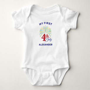 4 juli Kleurrijke Patriottische Vuurwerk Baby Romper