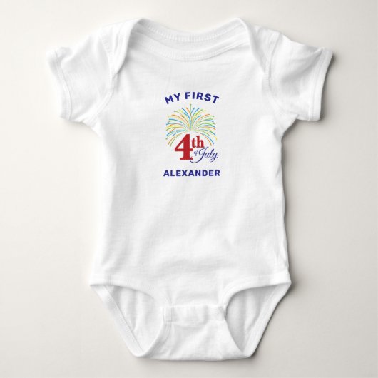 4 juli Kleurrijke Patriottische Vuurwerk Baby Romper (Voorkant)