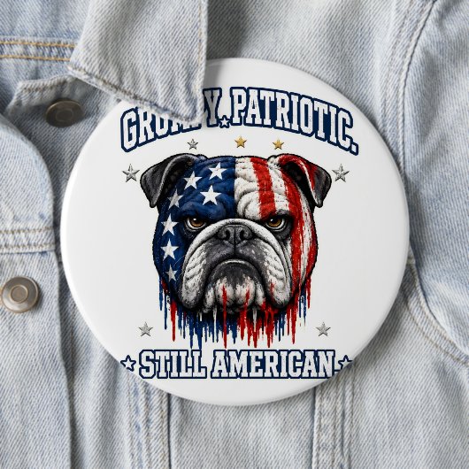 4 juli knorrige patriottische Bulldog-knopen Ronde Button 6,0 Cm (In situ)