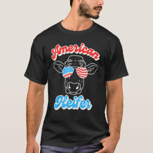 4 juli koe Amerikaanse vaars rood wit en blauw T-shirt