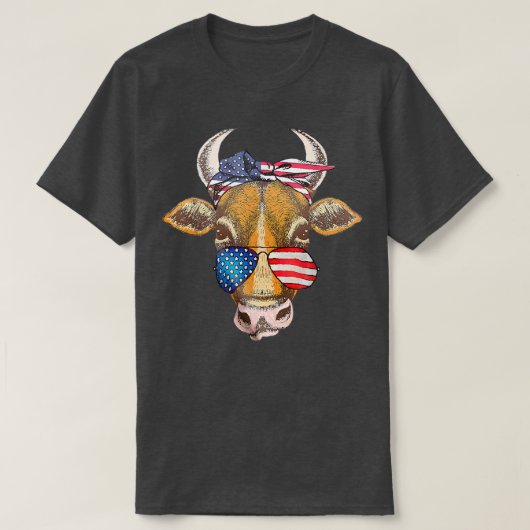 4 juli Koe Heifer Patriotic Farmer Wife Ameri T-shirt (Design voorkant)