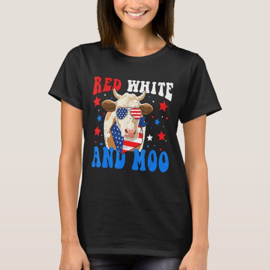 4 juli koe rood wit en boe t-shirt (Voorkant)