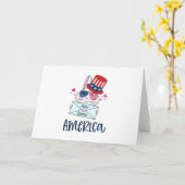 4 juli konijn met USA vlag zonnebril Kaart (Gele Bloem)