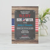 4 juli koppels baby shower retro krijtbord kaart (Staand voorkant)