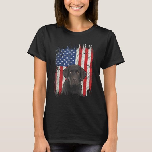 4 juli Labrador American Flag Patriotic Choco T-shirt (Voorkant)
