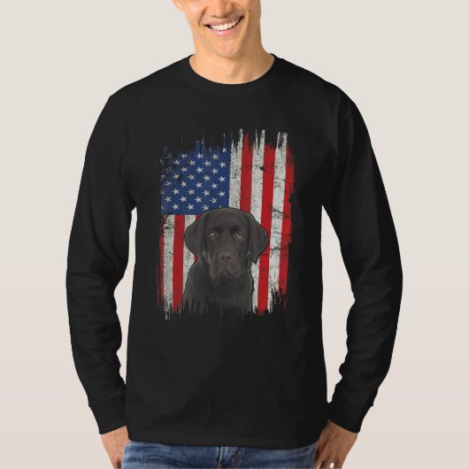 4 juli Labrador American Flag Patriotic Choco T-shirt (Voorkant)