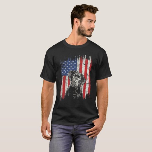 4 juli Labrador American Flag Patriotic Lab D T-shirt (Voorkant volledig)