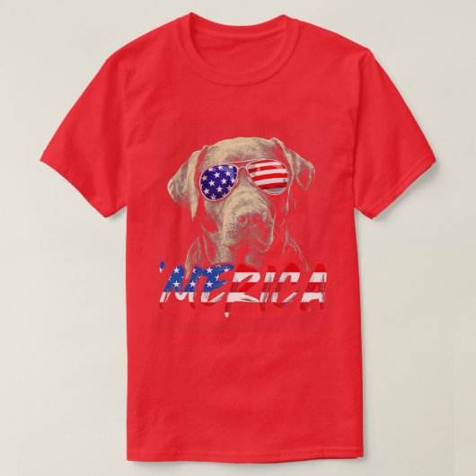4 juli Labrador Retriever American Flag Patrioti T-shirt (Design voorkant)