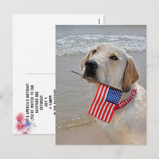 4 juli Labrador Retriever met vlag Feestdagenkaart (Voorkant / Achterkant)