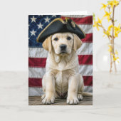 4 juli Labrador Retriever Puppy Kaart (Gele Bloem)