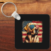 4 juli Labrador Retriever VS Amerikaanse Vlag P Sleutelhanger (Voorkant)