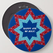 4 juli Lace Red White Blue Ronde Button 6,0 Cm (Voorkant /achterkant)