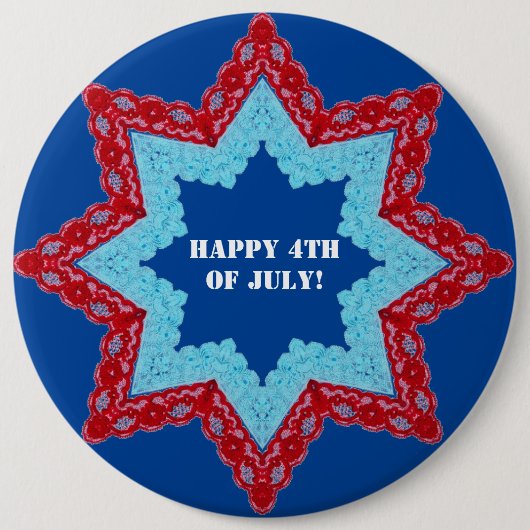 4 juli Lace Red White Blue Ronde Button 6,0 Cm (Voorkant)
