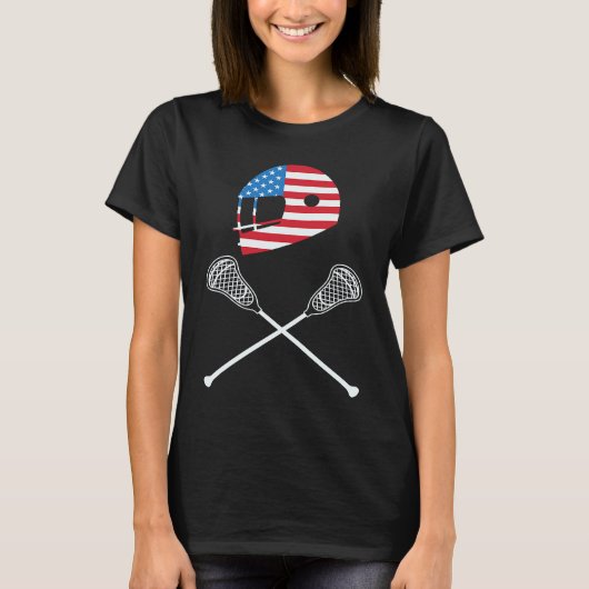4 juli Lacrosse Amerikaanse Vlag Patriottisch T-shirt (Voorkant)