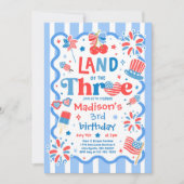 4 juli Land Van De Drie 3de Verjaardagsfeestje Kaart (Voorkant)