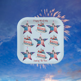 4 juli "Land van de Vrije" Papieren Borden Papieren Bordje