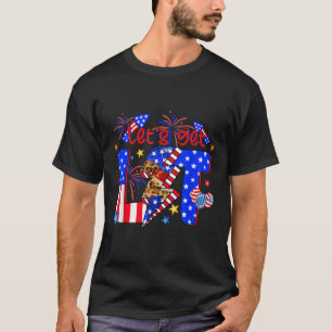 4 juli laten we het vuurwerk oplichten Grappig Pat T-shirt