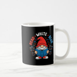 4 juli Lees Witte Blauwe Gnome Leest Boek Koffiemok