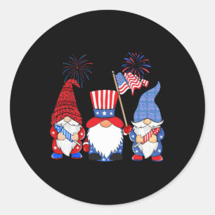 4 juli Leopard Gnomes Vuurwerk VS Amerikaans W Ronde Sticker