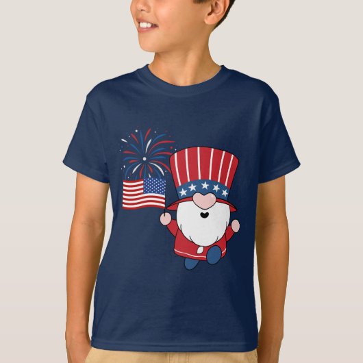 4 juli Leprechaun en Amerikaanse vlag T-shirt (Voorkant)