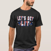 4 Juli Let's Get Lit Rood Wit Blauw Vuurwerk T-shirt (Voorkant)