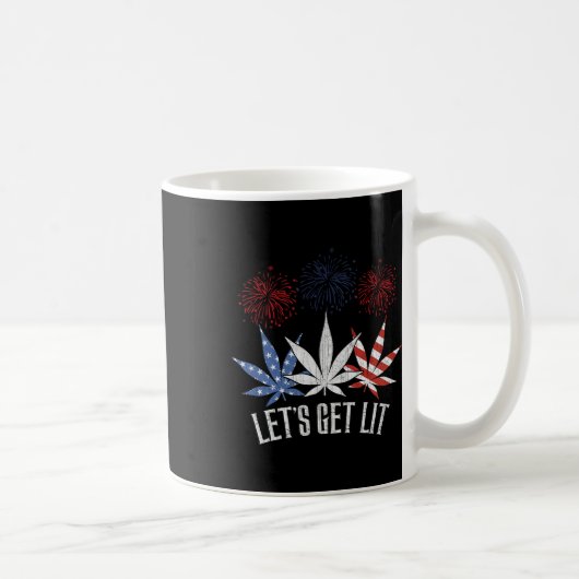 4 juli Let's Get Lit Weed Amerikaanse vlag Koffiemok (Rechts)