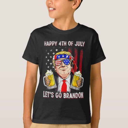 4 juli Let's Go Beer Brandon Trump Beer Ameri T-shirt (Voorkant)