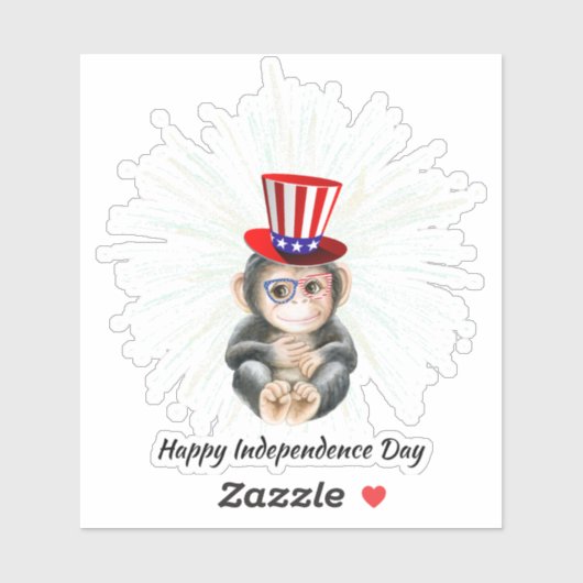 4 juli Leuke aap Gelukkige vrijheid USA vlag Sticker (Vel)