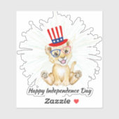 4 juli Leuke leeuw Independe Day USA Flag Glass Sticker (Vel)