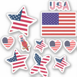 4 juli Leuke papegaai Onafhankelijke Dag USA Vlag Sticker
