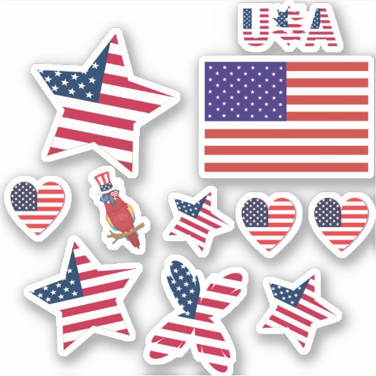 4 juli Leuke papegaai Onafhankelijke Dag USA Vlag Sticker (Voorkant)