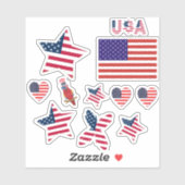 4 juli Leuke papegaai Onafhankelijke Dag USA Vlag Sticker (Vel)
