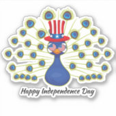 4 juli Leuke pauw Indepe Day USA Flag Glass Sticker (Voorkant)