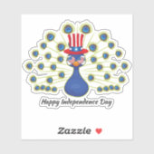 4 juli Leuke pauw Indepe Day USA Flag Glass Sticker (Vel)