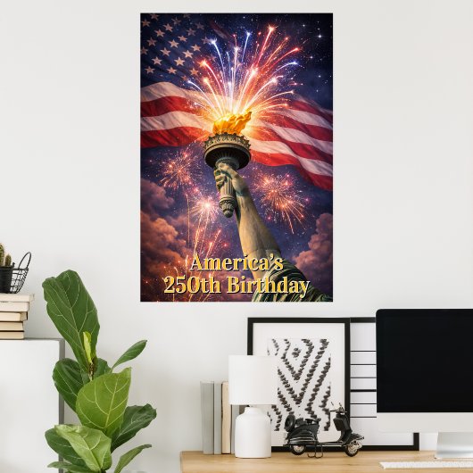 4 juli Liberty Torch Vuurwerk VS 250e Poster (Thuiskantoor)